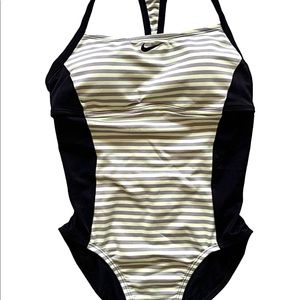 NWT Nike One Piece Swimsuit Racerback Striped Sz L